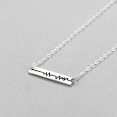 Wholesale Simple Style S925 Sterling Silver Cardiogram Necklace